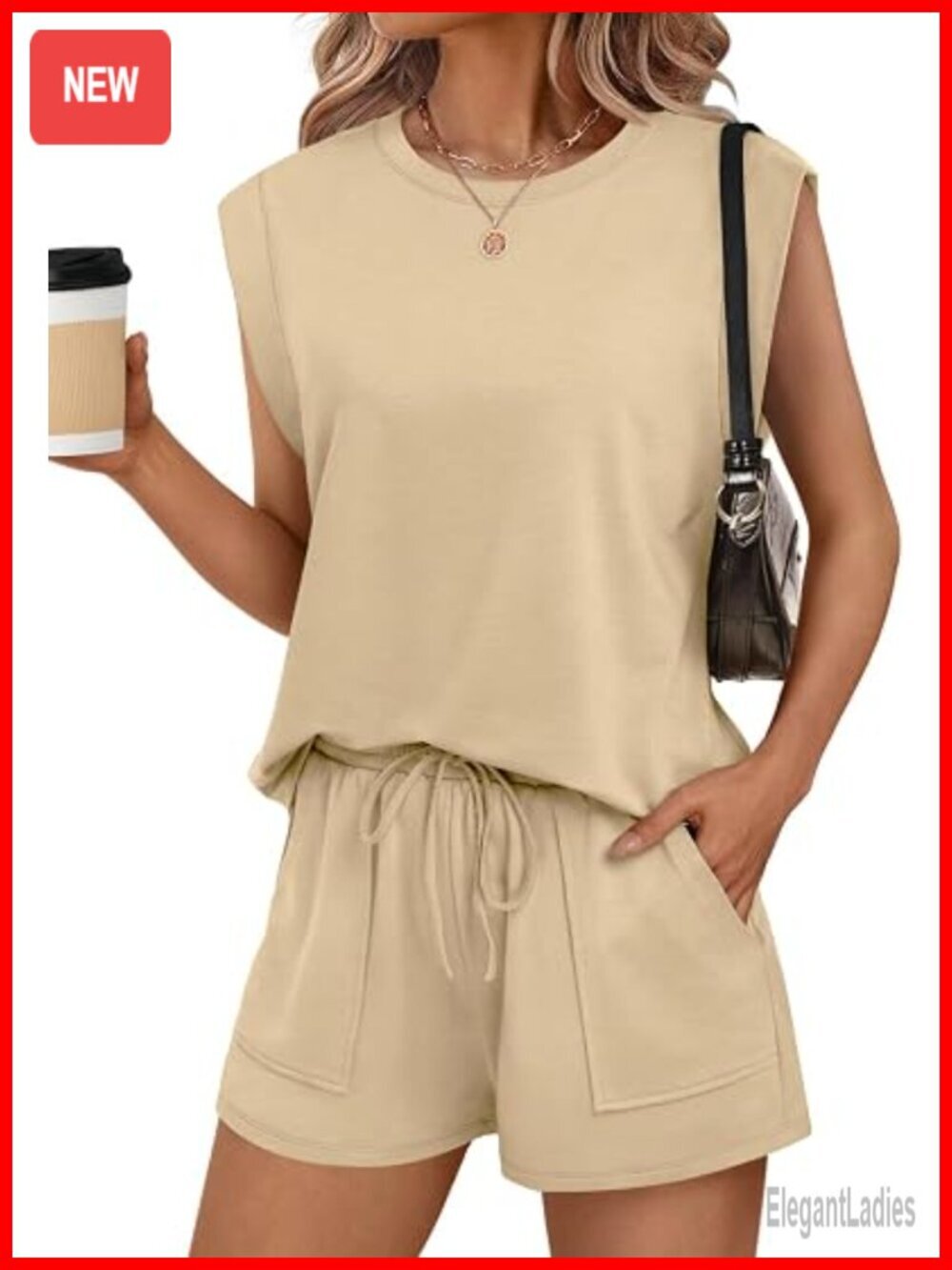 Two Piece Lounge Set Cap Sleeve Shorts with Pockets